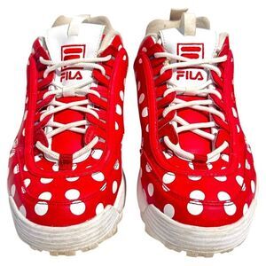 FILA Disruptor 2‎ PRM Repeat Red White Polka Dot Ladies size 10